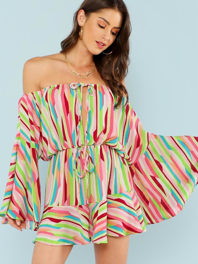 Striped-Keyhole-Front-Romper