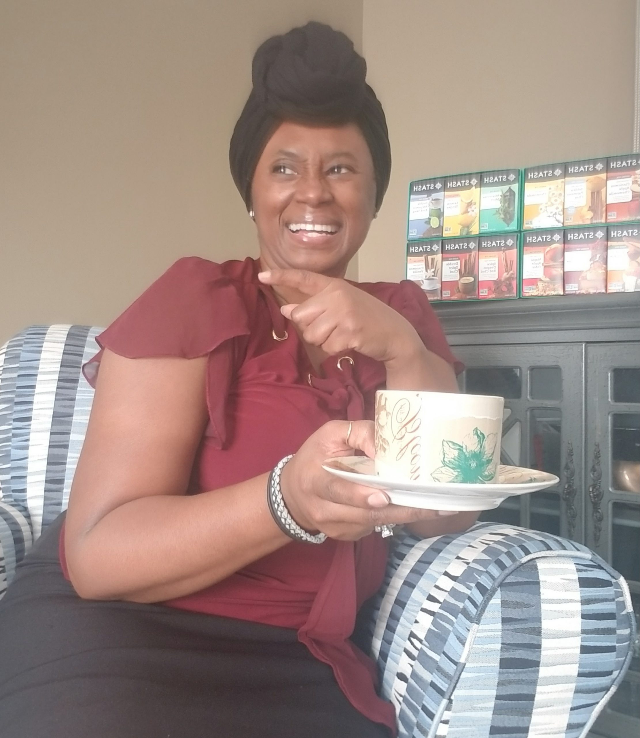 laughter black female tea cup